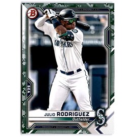 2021 Bowman Prospects Camo #BP-86 JULIO RODRIGUEZ Seattle Mariners Baseball Trading Card