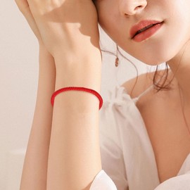 Red Lucky Bracelet for Women Men, Kabbalah Red String Bracelet for Protection, Tibetan Bracelet Red Buddhism Vajra Knot Protection Bracelet with a Talisman (Red)