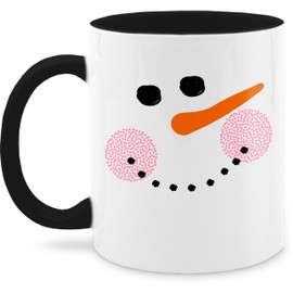Tasse Tassen 325ml - & - Schneemann Gesicht I Karneval Kostüm Schneemann I Fasching Schneemann Kostüm I Faschingskostüm Schneemann I Snowman costume - 325 ml - Schwarz - karnevalstasse fasnacht