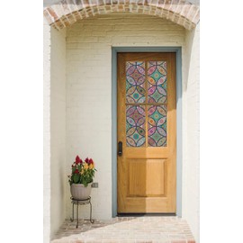 JiffDiff Stained Glass Window Film Privacy Decorative Tinting Film for Home Frosted Bathroom Window Coverings Static Cling Non-Adhesive