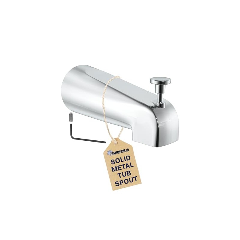 HammerHead Showers Solid Metal Tub Spout with Diverter, Slip On