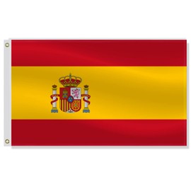 3×5 FT Spain Flag,Large Spanish National Decor,Double Side Digital Printed 75D Polyester Banner With Canvas Header Brass Grommet For Outdoor Indoor Parade Car
