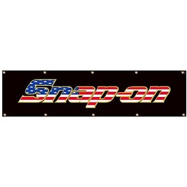 Snap On Flag Tools 2X8FT Black Banner for Garage Wall Decor Man Cave Vibrat Color/HD printing/Polyster Banner