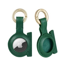 Alto Leather Keychain Case Compatible with AirTag, Italian Leather Holder Key Ring for Airtag and Pet Collar (Forest Green)