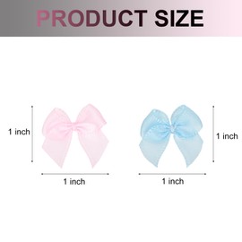 MECCANIXITY 50Pcs Mini Ribbon Bow 1" Mini Fabric Satin Ribbon Flower Bows for Craft DIY Sewing Wedding Birthday Party Pink & Blue