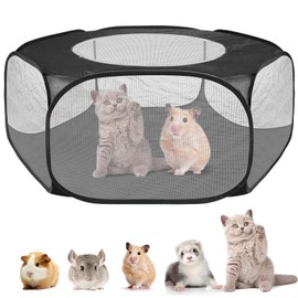 Portable Small Animals Cage Tent with Top Cover, Breathable & Foldable Pet Playpen Outdoor/Indoor Exercise Fence for Guinea Pig,Rabbits,Chinchillas