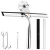 Shower Squeegee Stainless Steel with Replacement Lip and Suction Hook,
