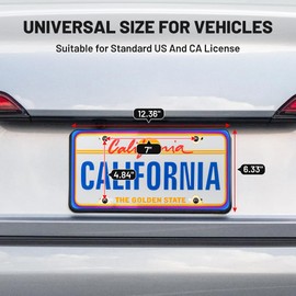 RED WOLF 2Pcs Iridescent Chrome License Plate Frame, Mirror Polish Chameleon Blue License Plate Tag Stainless Steel Bracket Holder Mount on Front Rear Bumper w/Screw Cover Accessories