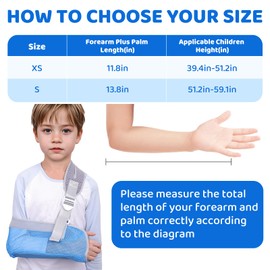 GAOUREL Arm Sling for Kids, Arm Brace with Support Plate, Arm Support Sling Shoulder Immobilizer for Children Shoulder Injury, Suit for Left and Right Arms, Boy and Girl (Blue-XS)