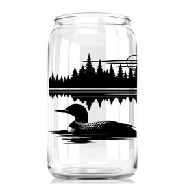 Toasted Tales Loon Scene Lake and Lodge Collection | 16 oz Beer Can Novelty Tasting Glasses | Funny Gag Party Gift Beer Tailgating | Forest Animals Design