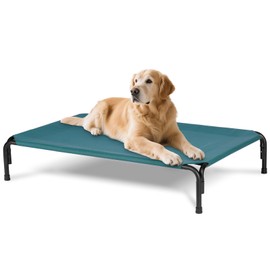 PVY Elevated Dog Bed for Outdoor, Extra Large Raised Dog Cot with Washable Mesh, Cooling Pet Cot Chew Proof for Outside Camping, 47 inch Green