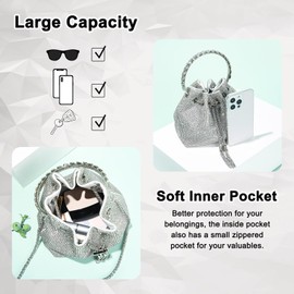 CIOUYAOS Glitzer Strasssteine Clutch, Silber Beuteltasche Damen, Handtasche Abendtasche Brauttasche, Bags for Women für Hochzeit Formal Abend Prom Party Club