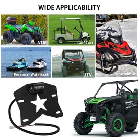 ATV UTV License Plate Bracket Holder Frame with LED Light Universal for Trailer Truck RV Boat Cart Snowmobile SxS Ranger RZR General Maverick X3 Trail Sport Commander Defender Teryx Sportsman