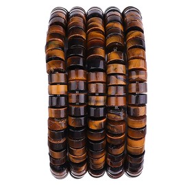 BEADIA Natural Yellow Tiger Eye Spacer Beads Caps Loose Semi Gemstone for Beading Jewelry Making 6mmx3mm 38cm