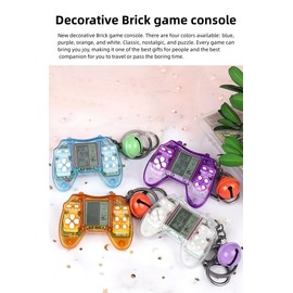 CZT Mini Key Ring Brick Console with 26 Built-in Game Backpack Decorations Nostalgic and Cosy Puzzle Children Girls Gifts Retro Handheld Game Console (Blue)