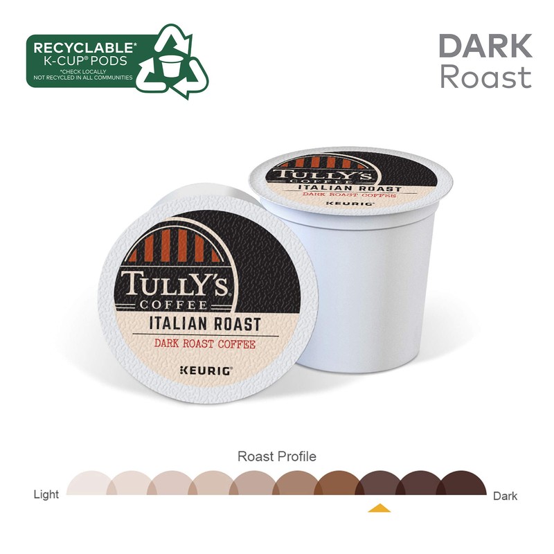 Tully's Coffee Italian Roast, Keurig Single-Serve K-Cup Pods, Dark Roast