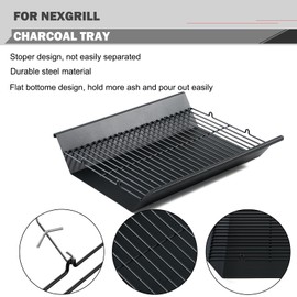 Oklagarden 810-0025 Charcoal Tray Replacement for Nexgrill Charcoal Tray Basket Steel Ash Pan Holder for 22 Inch Nexgrill Charcoal Replacement Parts Cart Style Grill Smoker Tray 20003172A0 05001583A0