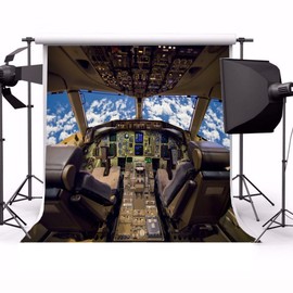 Yeele 8x8ft Aircraft Cockpit Backdrop for Photography Airplane Sky Flying Background Pilot Kids Boy Photo Video Shoot Vinyl Studio Props