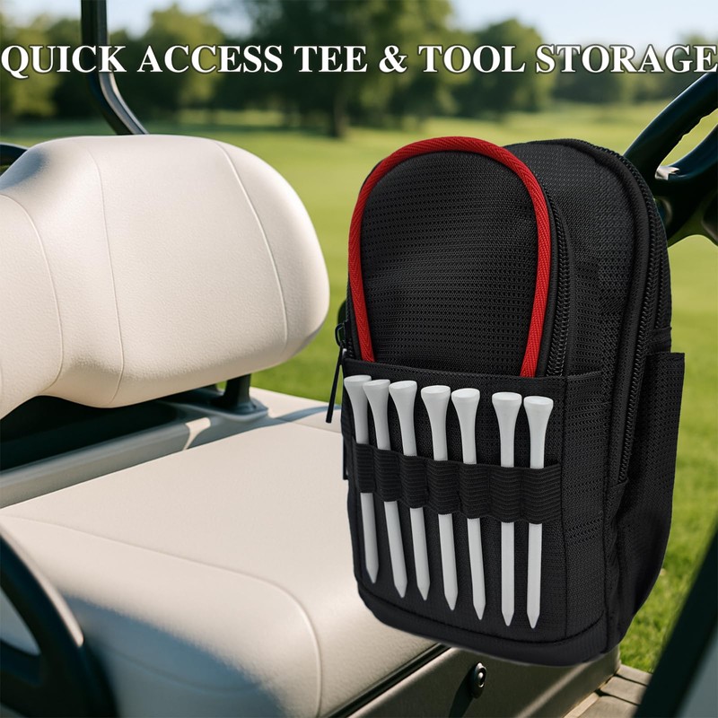 Golf Valuables Bag with 3 Zip Pockets, Golf Ball Organizer