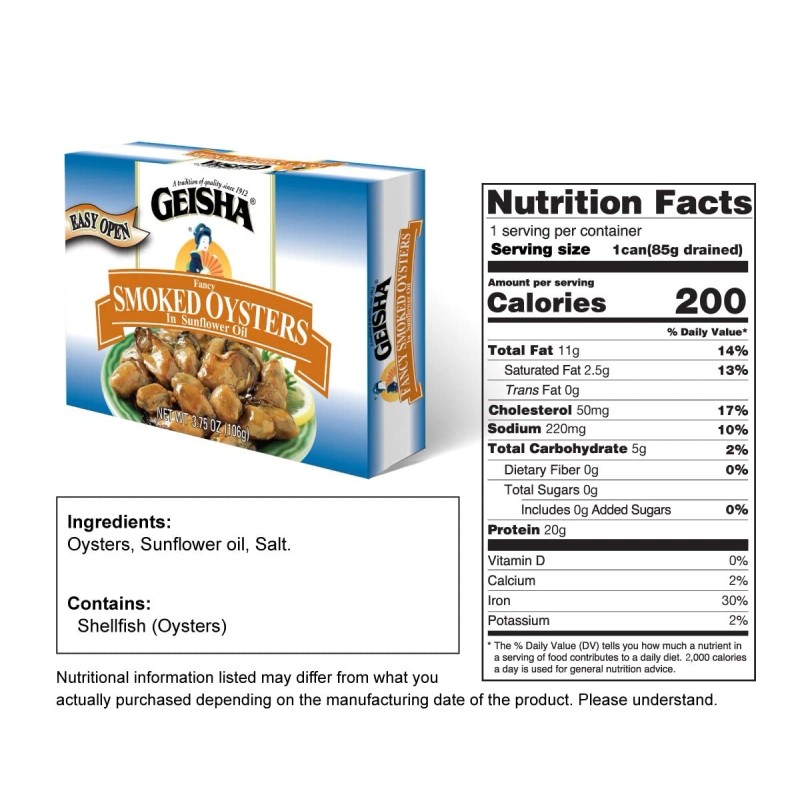 Geisha Smoked Oysters 3.75 oz (Pack of 12)
