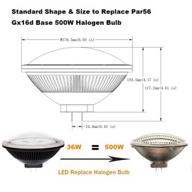 AIPLAMP Par56 LED Bulb Dimmable 36W Neutral White Spot Light 4000K 24°Beam Angle NSP GX16D Base, Replace Par 56 300W 500W Halogen Light 1 Pack