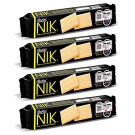 Nik Costa Galletas Oblea Bocado. Traditional Chilean Wafer Cookies Custard Cream Filled. 4 Packs x 71 Grms (2.5 Oz) Each