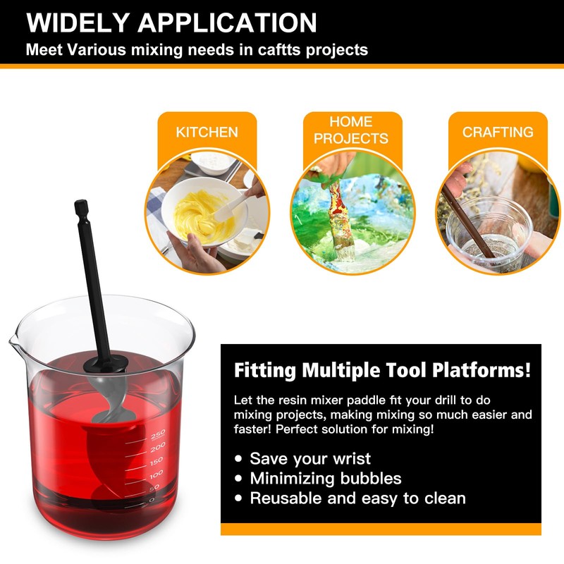 RZJZGZ 4 PCS Silicone Resin Mixer Paddles for Drill, Epoxy