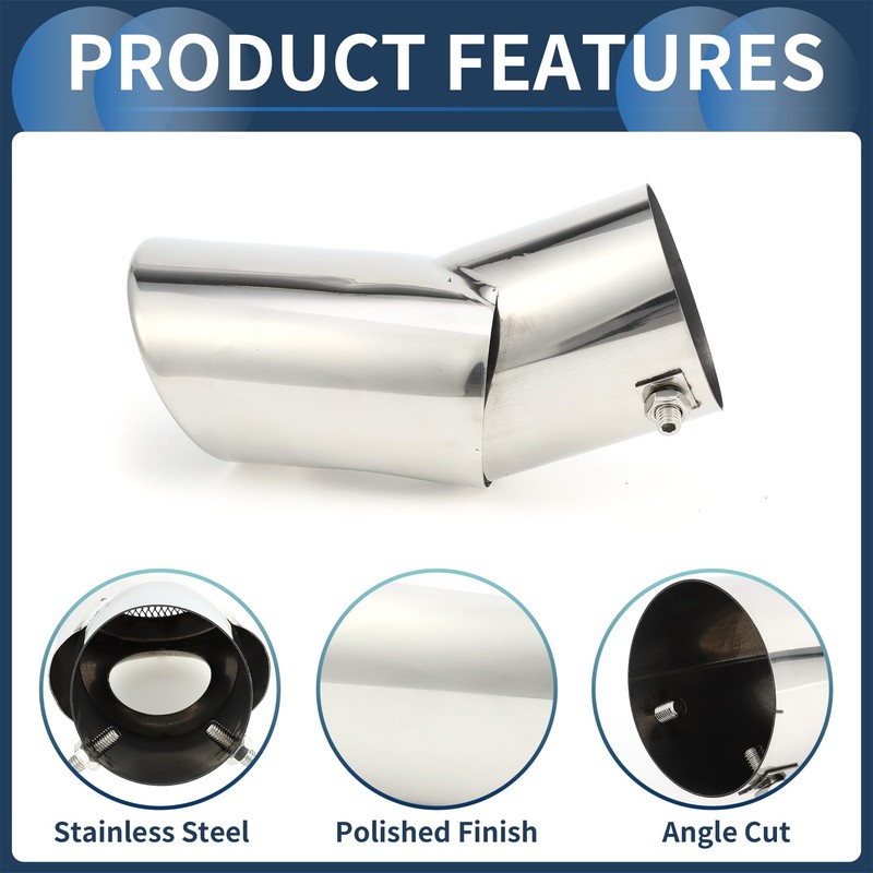 INFINAUTO Curved Slant Exhaust Tip Rear 2.9" Inlet 3.5" Outlet
