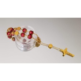 12 Baptism Favors Red Gold Plated/Recuerdos De Bautizo/Rear View Mirror Charms/Bracelets/Wedding favors/Mini Rosary