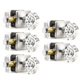 Orger Passage Door Knobs,Modern Glass Door Knobs, Keyless Stain Nickel Interior Door Handles Zinc-Alloy Heavy Duty for Closet Hallway 5Pack