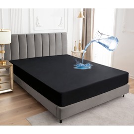 Sufdari Sufdari Mattress Protector,Waterproof 18" Deep Pocket Mattress Cover Fitted Sheet Style with Elastic Rubber Band,Washable and Easy Care-Black,Queen