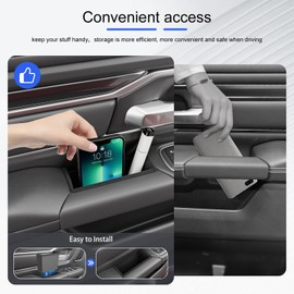 CZmenghe Door Side Storage Box Compatible with 19-25 Dodge Ram 1500 Door Side Storage Box 4pcs Phone Pocket Insert Replacement for 2019-2025 Dodge Ram 1500 Accessories (Flocking Car Door Storage Box)