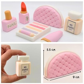 SugArt SugArt Edible Makeup Cake Toppers - Set of 6 | Perfume, Lipstick, Handbag & More | Handmade Cake Decorations for Birthdays & Beauty-Themed Cakes | Perfect on Fondant and Icing Cakes | Made of Sugar