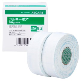 Alcare Silky Pore Adhesive Elastic Gauze Bandage, 19651, White, R-3, 2 Rolls