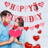 ANFEST Valentines Day Birthday Banner, Glitter Happy Birthday Valentines Backdrop,