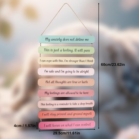 BOXOB Mental Health Reminders, 23.62x11.61in Inspirational Wall Art Wooden Positive Quotes Plaque Wall Decor Hanging Decoration Sign Motivational Gift for Office Home Bedroom Classroom