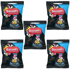 Maynards Bassetts Liquorice Allsorts Share Bags (Pack of 5) 130g Each