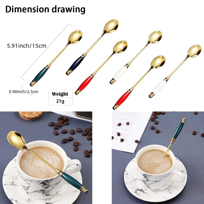 WUBAYI 4pcs Latte Spoon, Stainless Steel Gold Long Handle Spoons