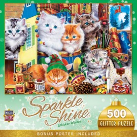 MasterPieces 500 Piece Glitter Jigsaw Puzzle - Whisker Wishes - 15"x21"