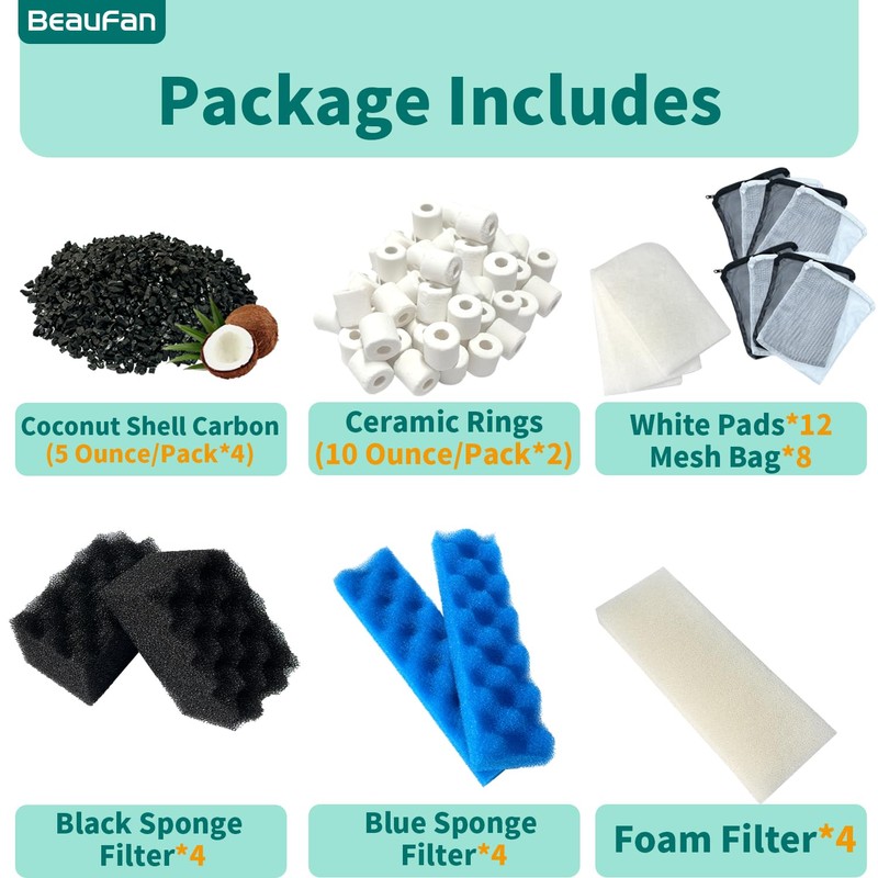 beaufan 38 Pack Filter Media Kit for Fluval 406/407 Canister