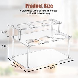 EFYSE Acrylic Coffee Syrup Organizer rack,2 Tier-6 Bottle Capacity Syrup stand,Syrup Bottle Holder for coffee bar syrup storage,kitchen condiment organization and wine display.