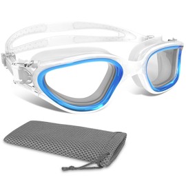 Swimming Goggles for Men and Women Anti-Fog UV-Protection Waterproof Clear Vision Swimming Goggles with Polarised or Non-Polarised Lens for Unisex Adults Teenagers (Clear Lens/Blue)