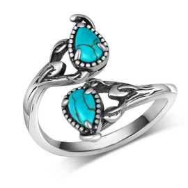 Naxidaze Real Turquoise Thumb Rings for Women 925 Sterling Silver Turquoise Spoon Ring Vintage Nature Turquoise Jewelry for Women