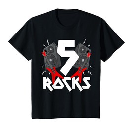 5 Rocks Birthday Party 5 Year Old Rock N Roll Star 5th Gift T-Shirt