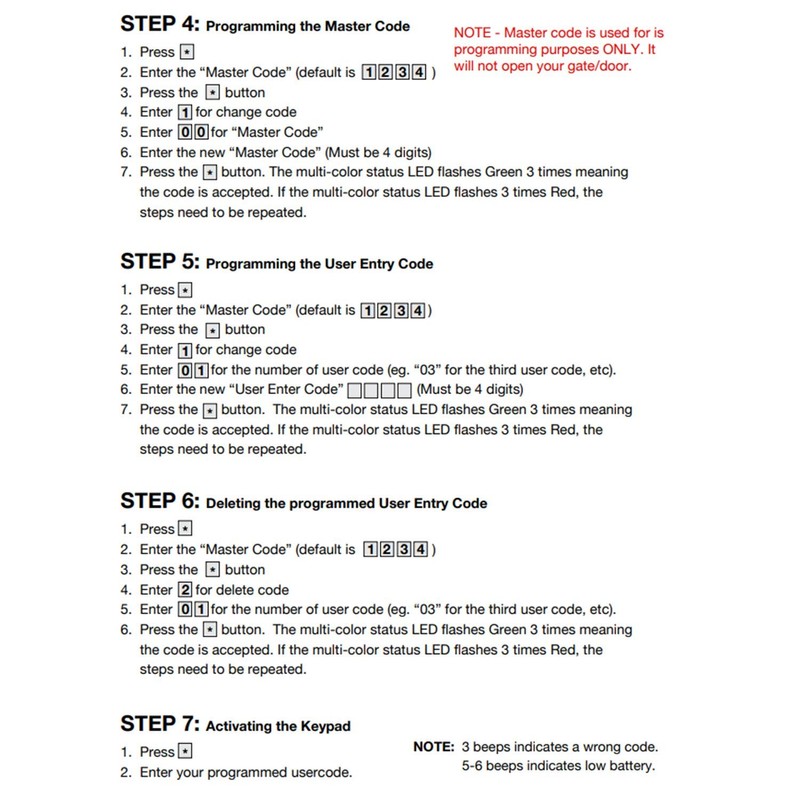 Gate Keypad Wireless Keypad Linear Multicode Compatible 300MHz GTO Mighty
