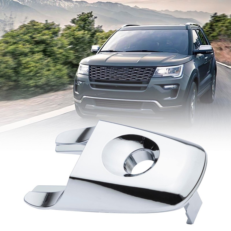 Kaloeou Driver Side Chrome Exterior Door Handle Lock Cylinder Cover