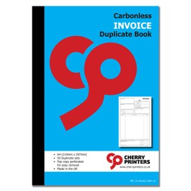 Cherry Carbonless NCR Invoice Book | Duplicate Book | A4 | 50 Sets | Perfect for The self-Employed, Small and Larger Businesses |
