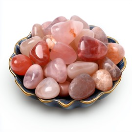 SigMntun SigMntun Polished Stone Set Cherry Blossom Agate Crystals, Handpicked Tumbled Gemstones Rocks, Pebbles for Reiki, Chakra, Healing, Home Decor 0.8 inches 7 oz