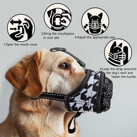 TUISKUSA Adjustable Breathable Dog Muzzle,Soft Dog Muzzles for Small Medium Large Dogs, Soft Air Mesh Dog Muzzle for Barking, Biting, and Chewing Prevention (S, Kilobirdie)