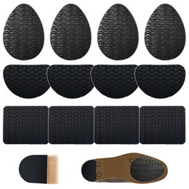 Shoe Sole Repair, Shoe Heel Repair, Shoe Heel Repair, Anti-Slip Soles, 12 Sheets (6 Pairs), Heel Protector, Anti-Slip Pad, Sole Repair & Protection, Unisex, Black